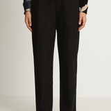 Pas De Calais Brushed Cotton Back Satin Baker Pants - Black