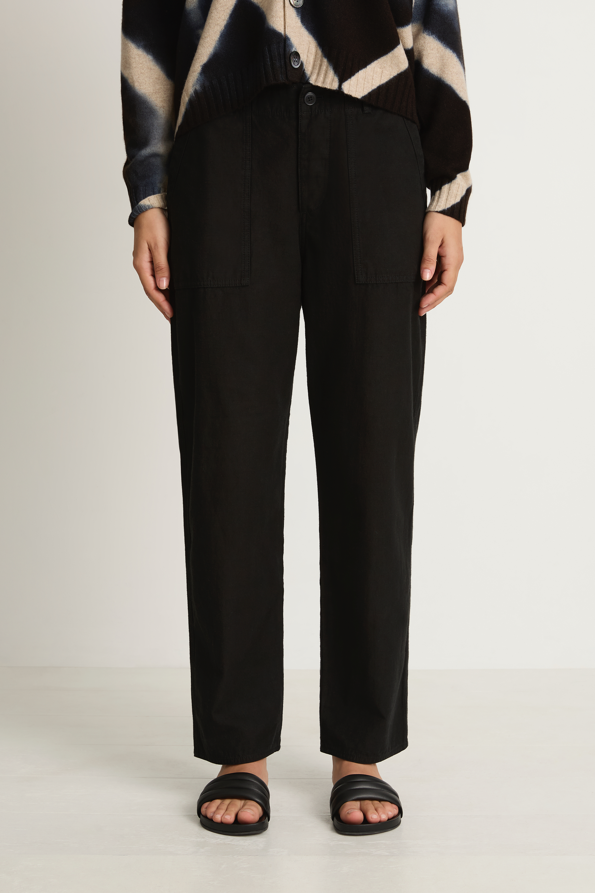 Pas De Calais Brushed Cotton Back Satin Baker Pants - Black