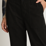 Pas De Calais Brushed Cotton Back Satin Baker Pants - Black