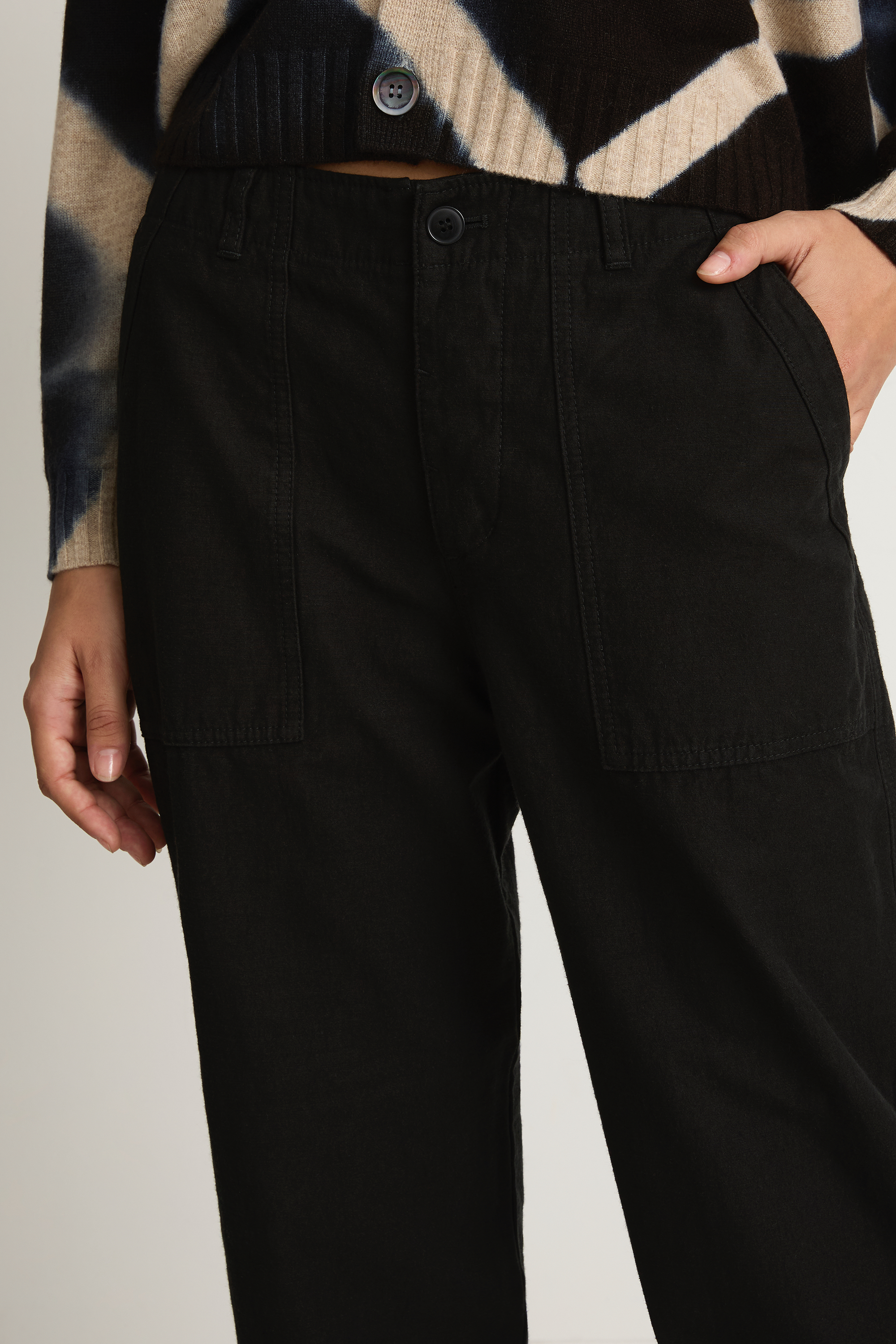 Pas De Calais Brushed Cotton Back Satin Baker Pants - Black