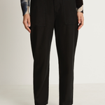 Pas De Calais Brushed Cotton Back Satin Baker Pants - Black