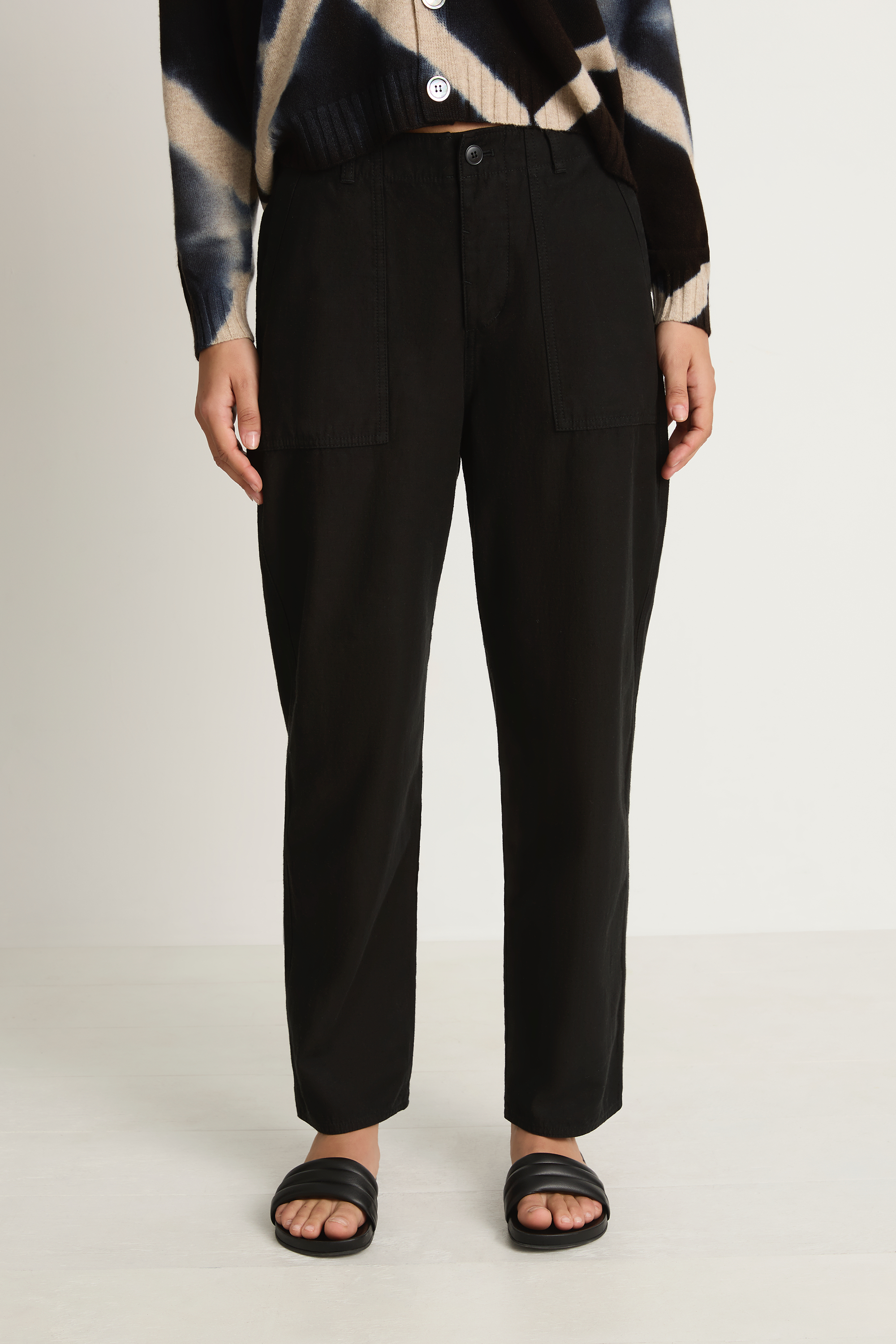 Pas De Calais Brushed Cotton Back Satin Baker Pants - Black