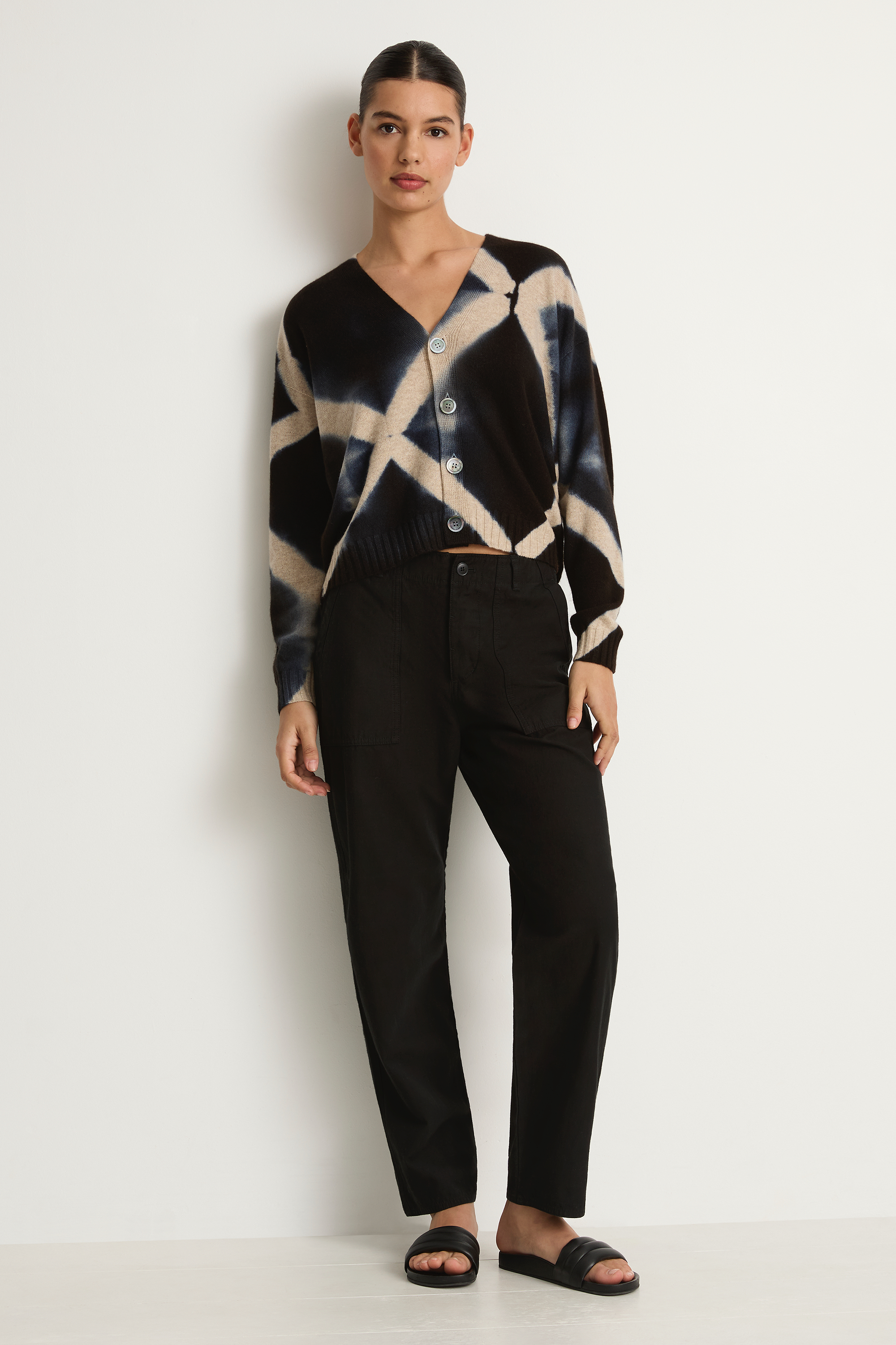 Pas De Calais Brushed Cotton Back Satin Baker Pants - Black