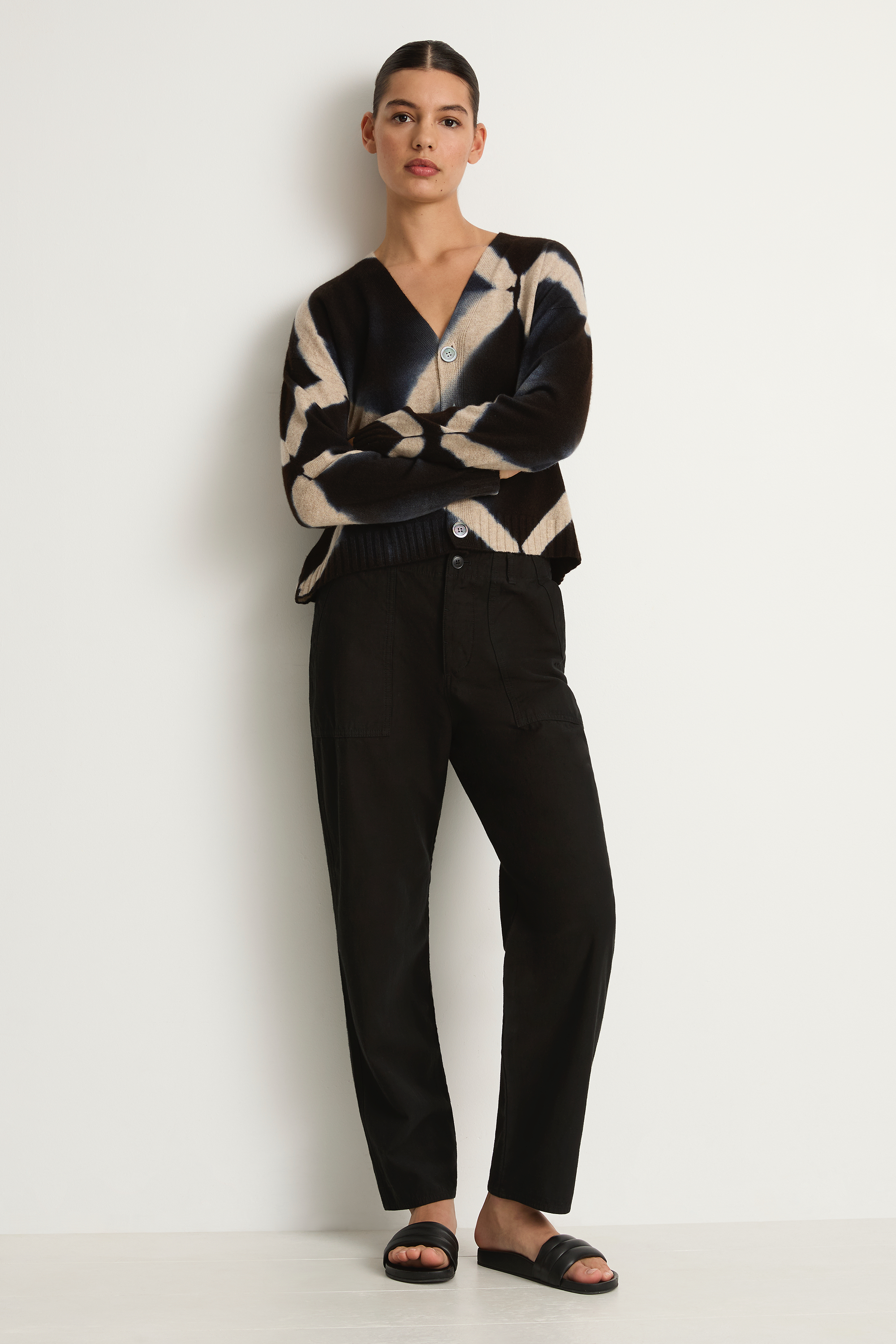 Pas De Calais Brushed Cotton Back Satin Baker Pants - Black