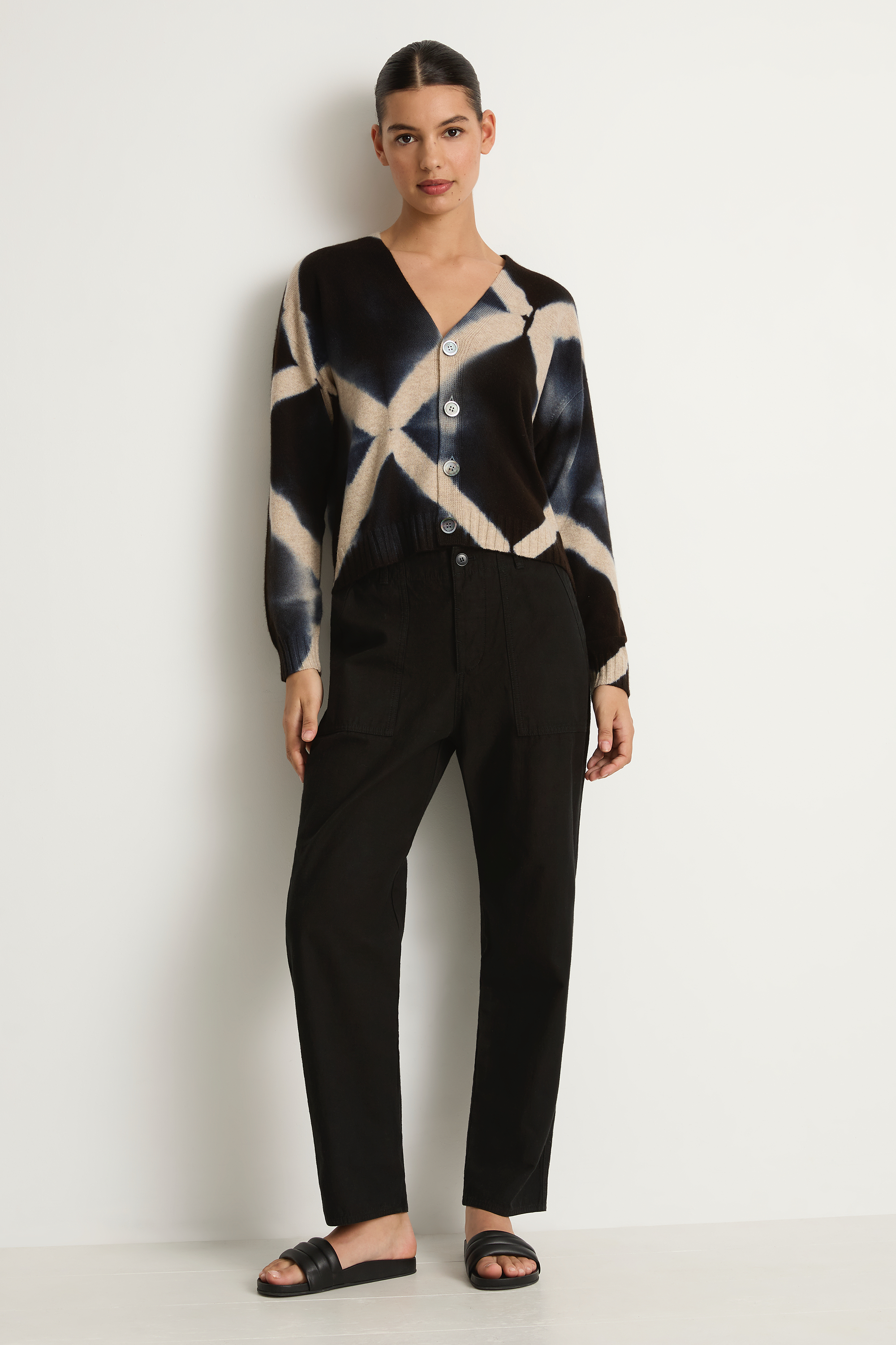 Pas De Calais Brushed Cotton Back Satin Baker Pants - Black