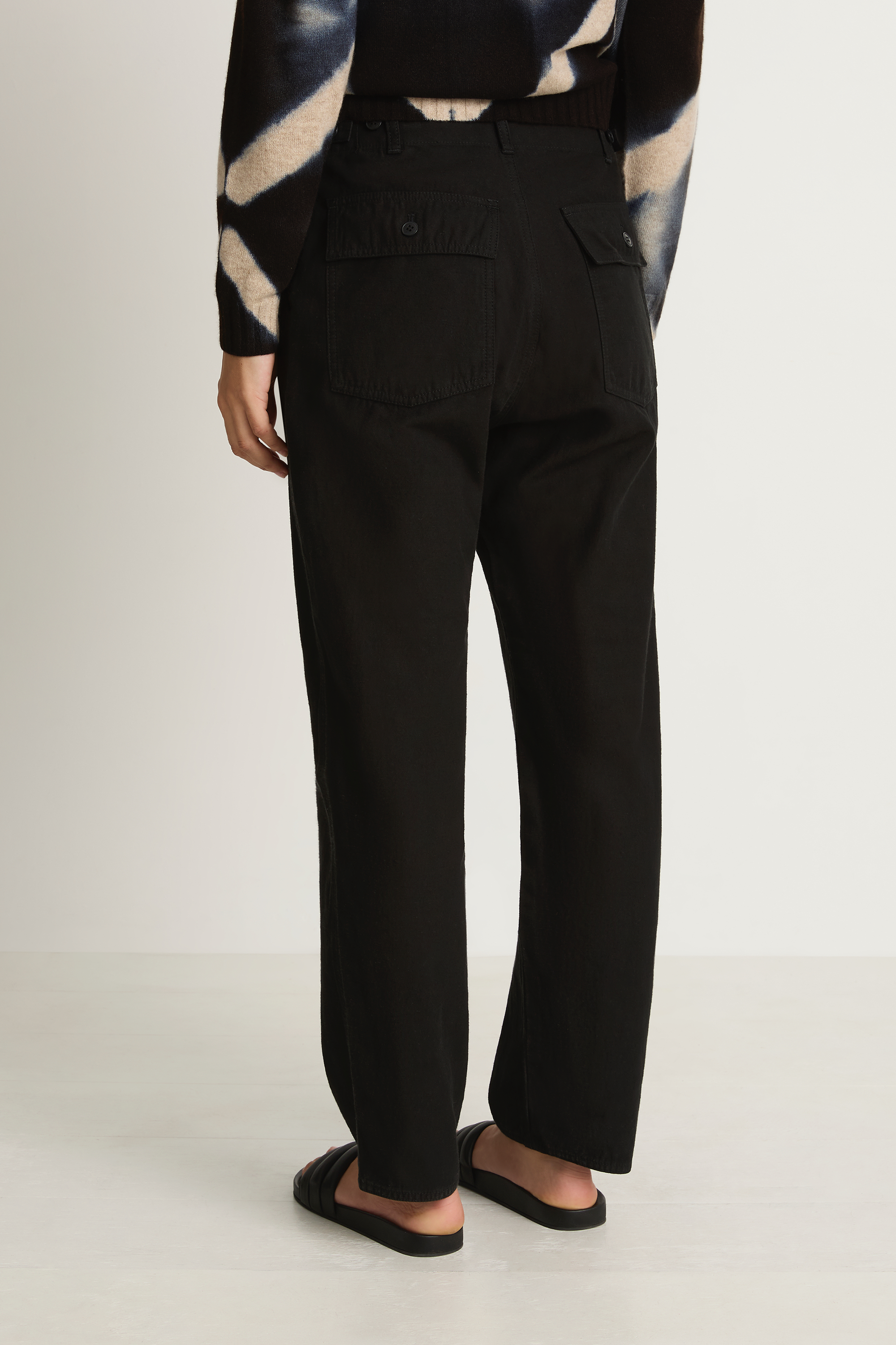 Pas De Calais Brushed Cotton Back Satin Baker Pants - Black
