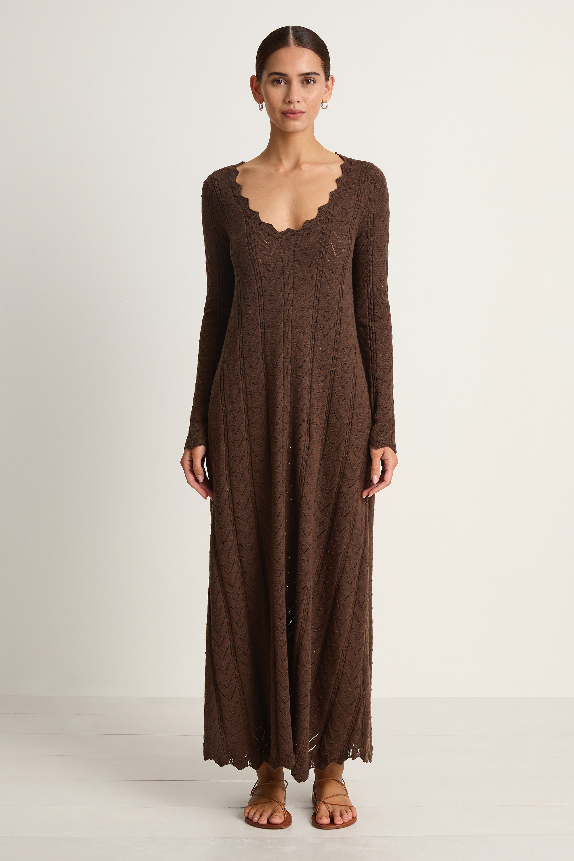 SPELL Lou Lou Knit Gown - Cacao