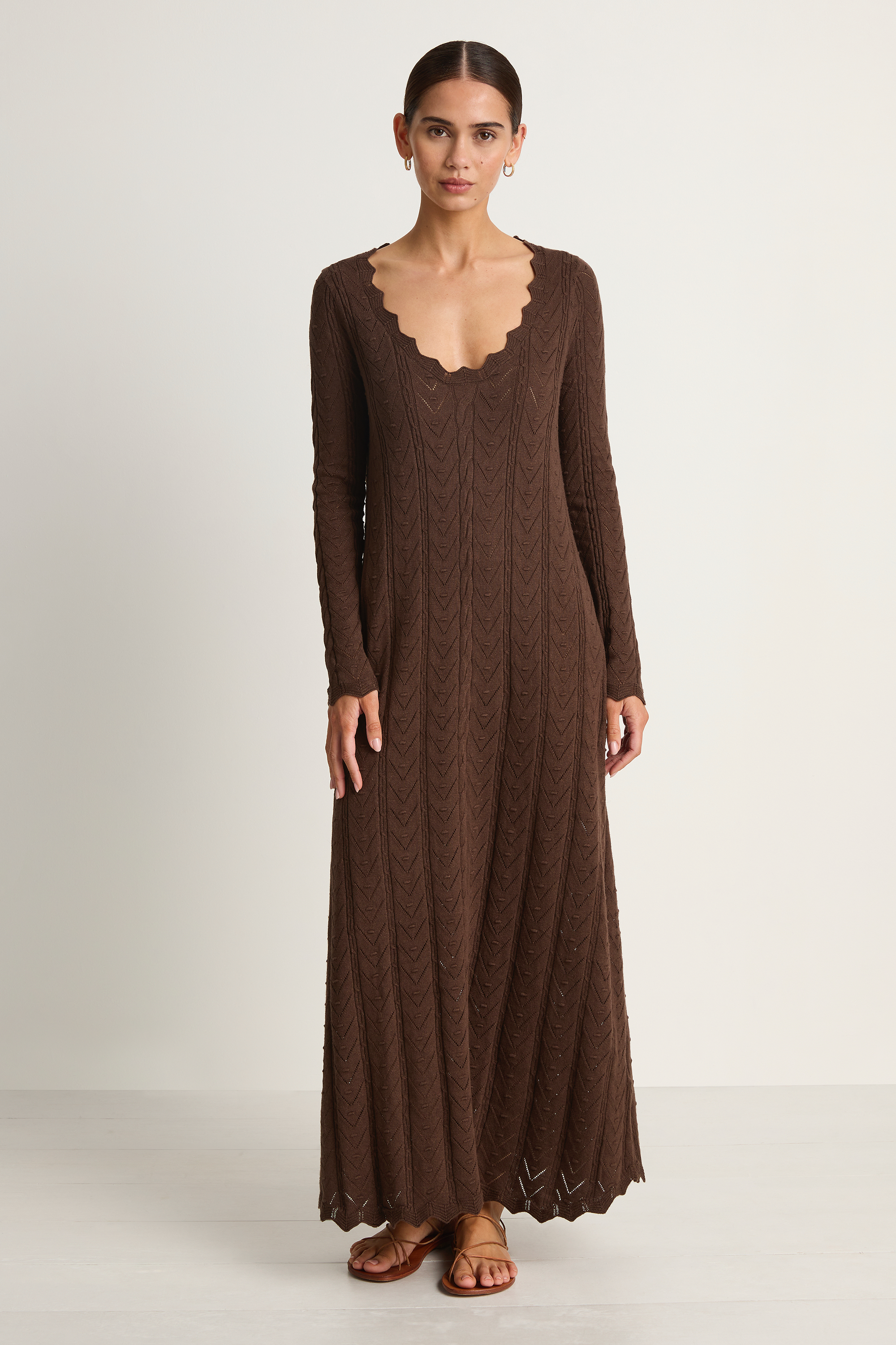 SPELL Lou Lou Knit Gown - Cacao