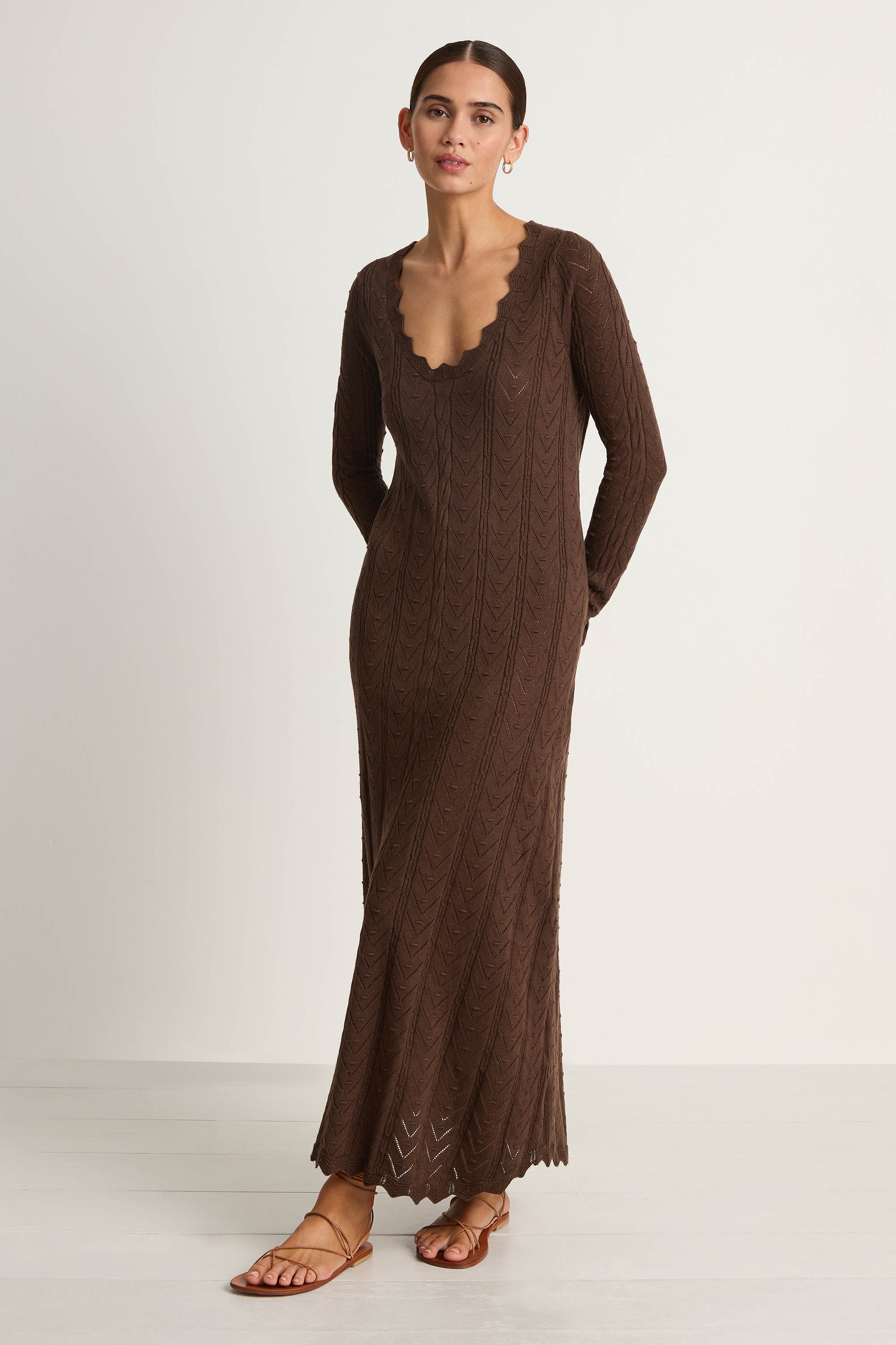 SPELL Lou Lou Knit Gown - Cacao