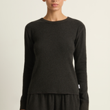 Le Bon Shoppe Pointelle Fundamental Tee - Charcoal