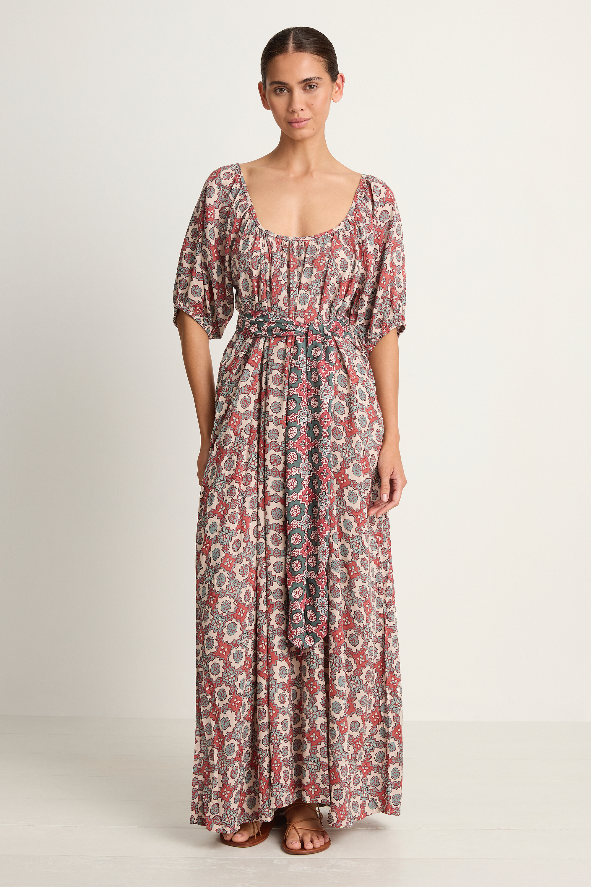 Natalie Martin Vivi Dress With Contrasting Belt - Spanish Tile Almond