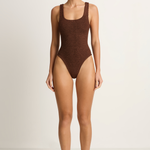 Hunza G Coverage Square Neck One Piece - Metallic Chocolate