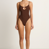 Hunza G Mai Beaded One Piece - Metallic Chocolate