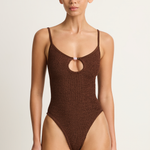 Hunza G Mai Beaded One Piece - Metallic Chocolate