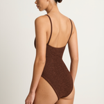 Hunza G Mai Beaded One Piece - Metallic Chocolate