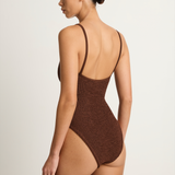 Hunza G Mai Beaded One Piece - Metallic Chocolate