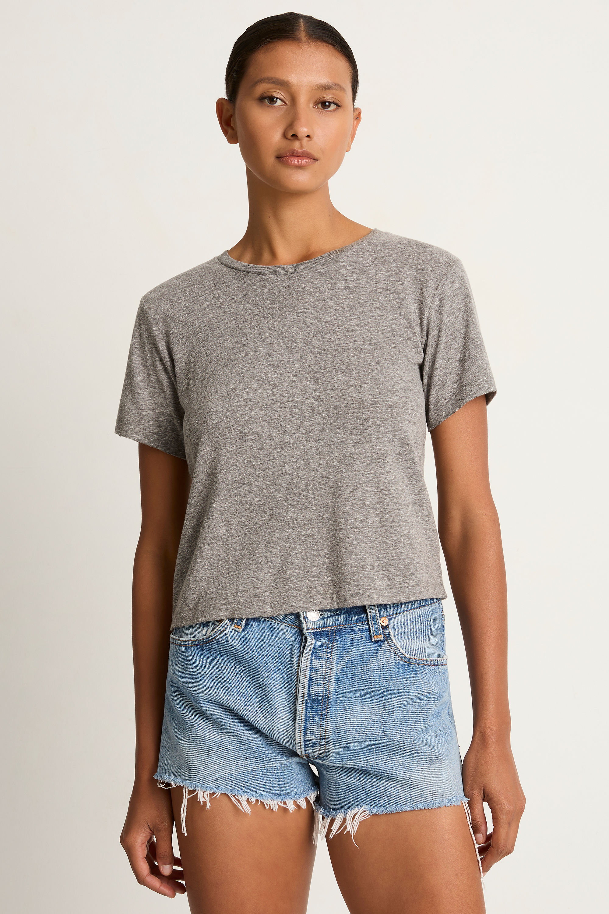 AMO Denim Babe Tee - Heather Grey