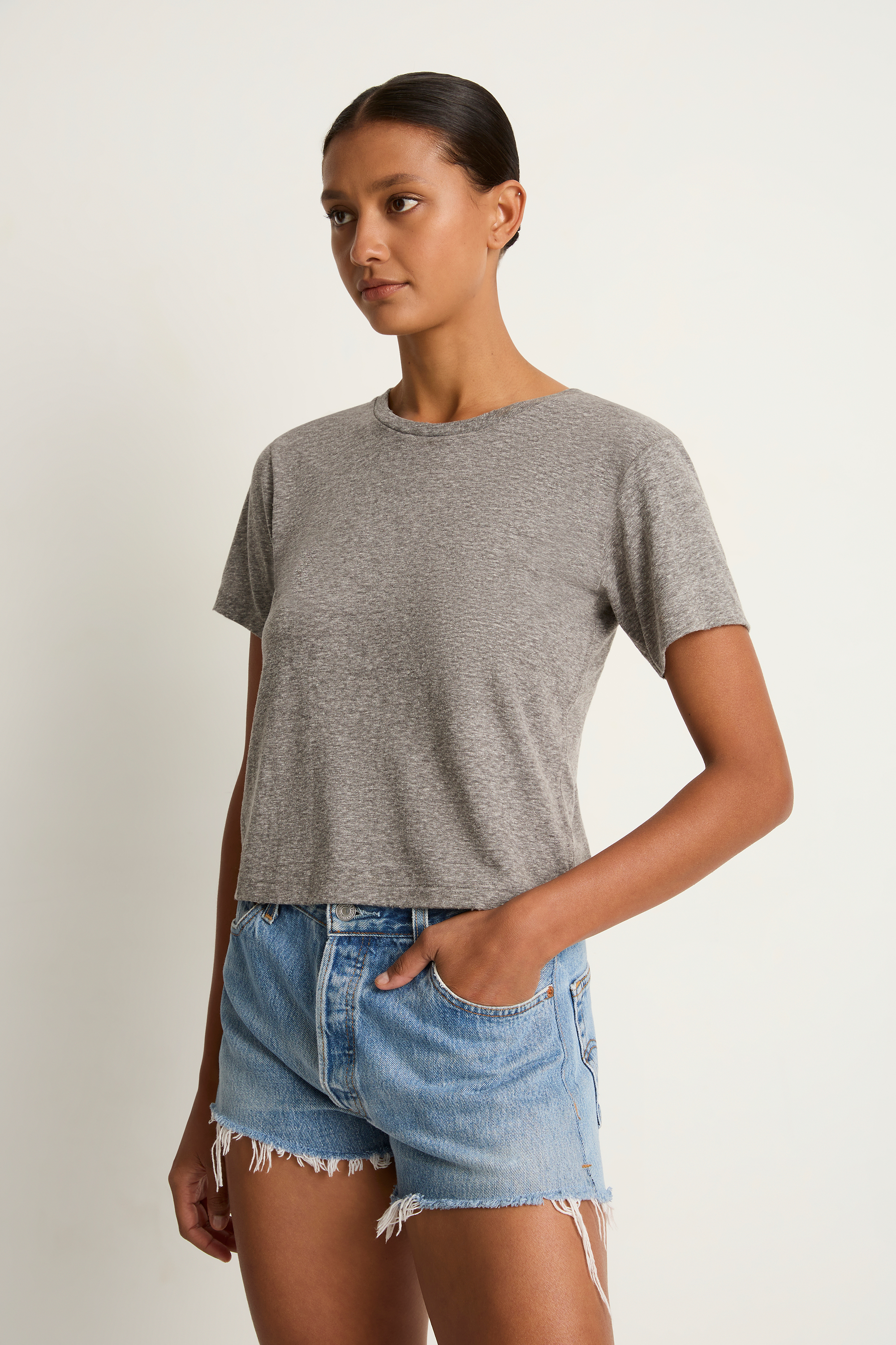 AMO Denim Babe Tee - Heather Grey