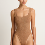 Hunza G Square Neck One-Piece - Metallic Cocoa