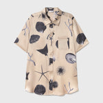 Silk Laundry Short Sleeve Boyfriend Shirt - Seashells