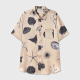 Silk Laundry Short Sleeve Boyfriend Shirt - Seashells