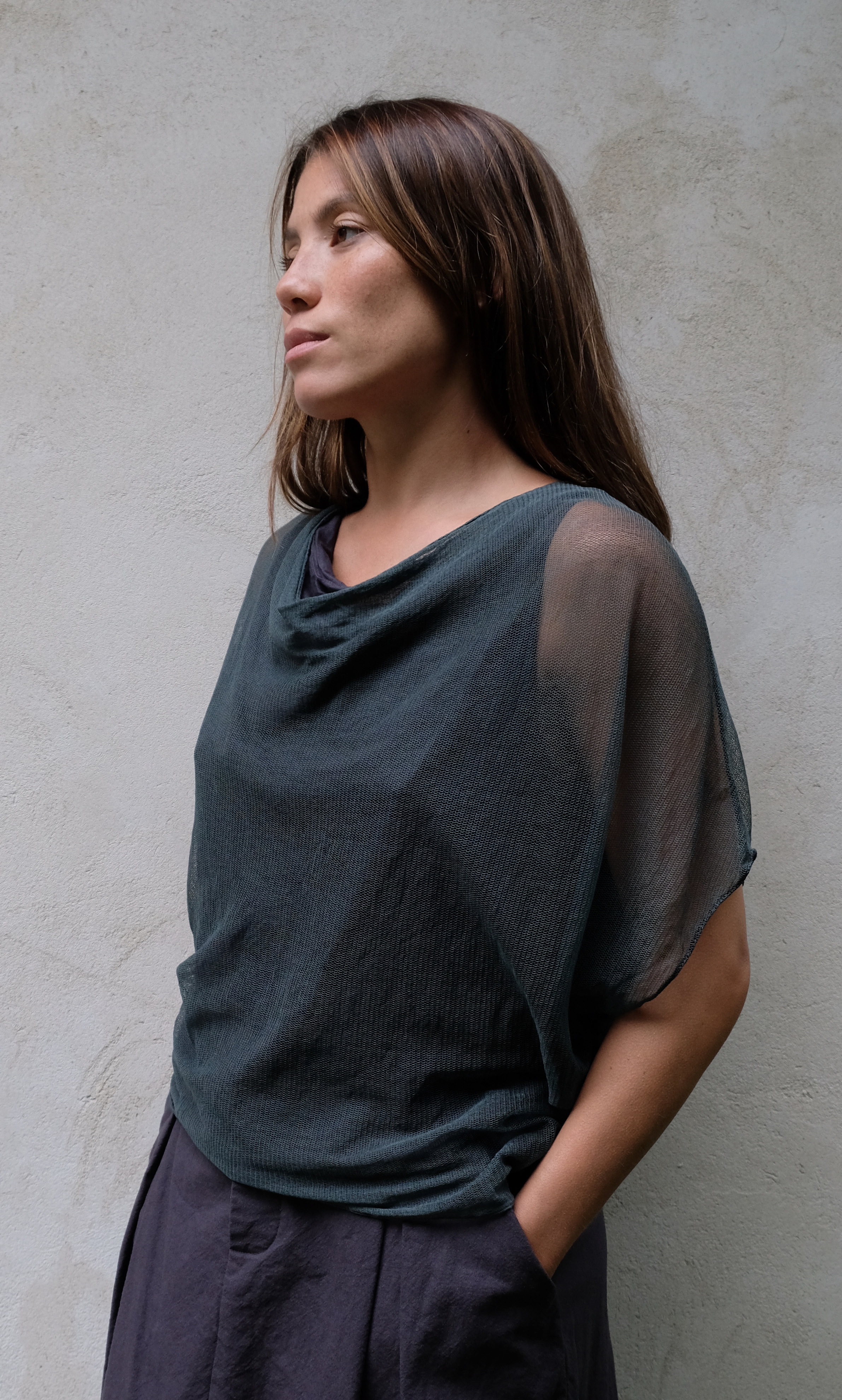 Elsa Esturgie Neige Draped Top - Kombu