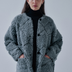 Sayaka Davis Pile Jacquard Coat - Gray