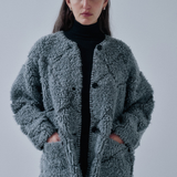 Sayaka Davis Pile Jacquard Coat - Gray