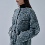 Sayaka Davis Pile Jacquard Coat - Gray