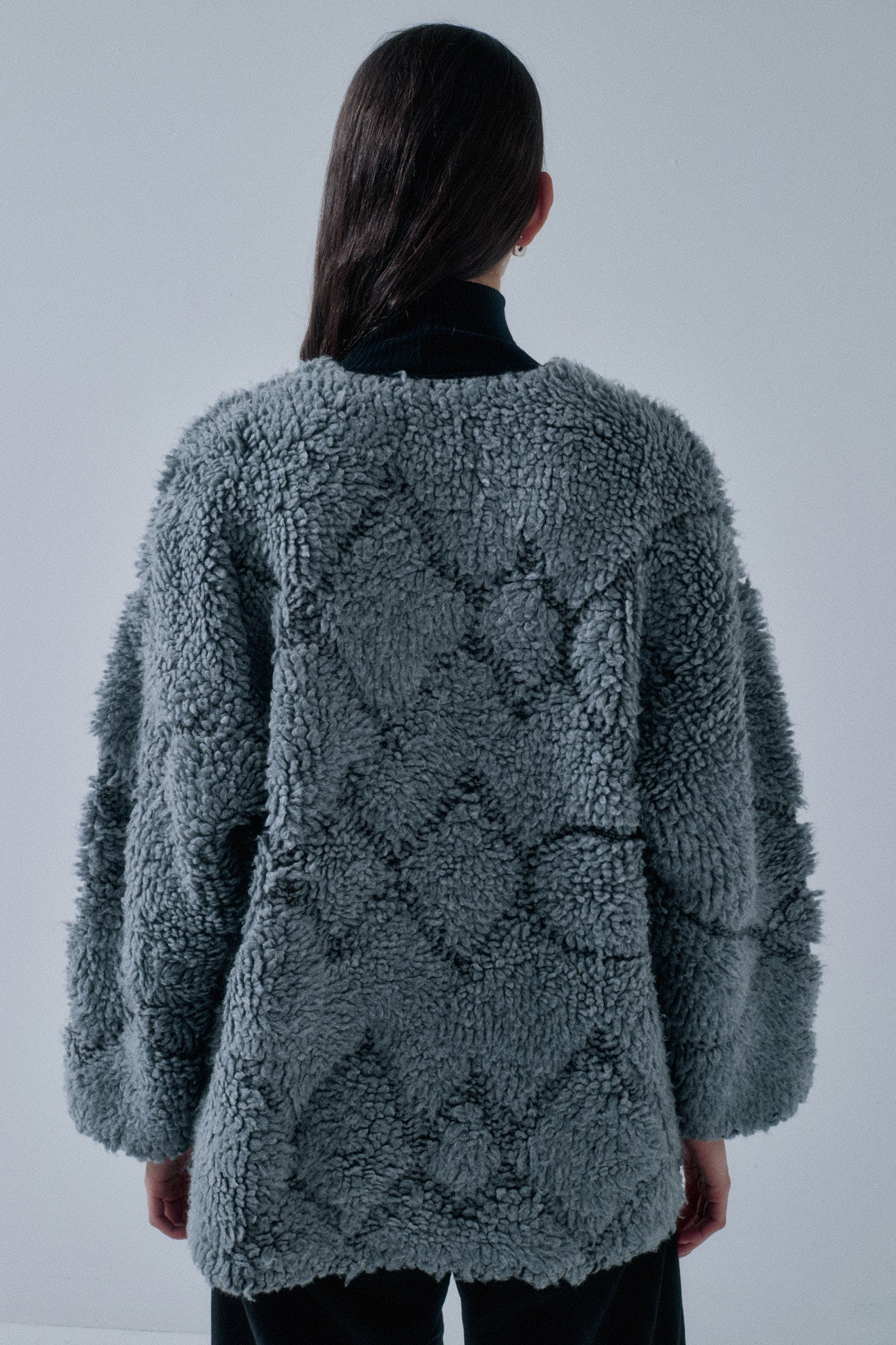 Sayaka Davis Pile Jacquard Coat - Gray