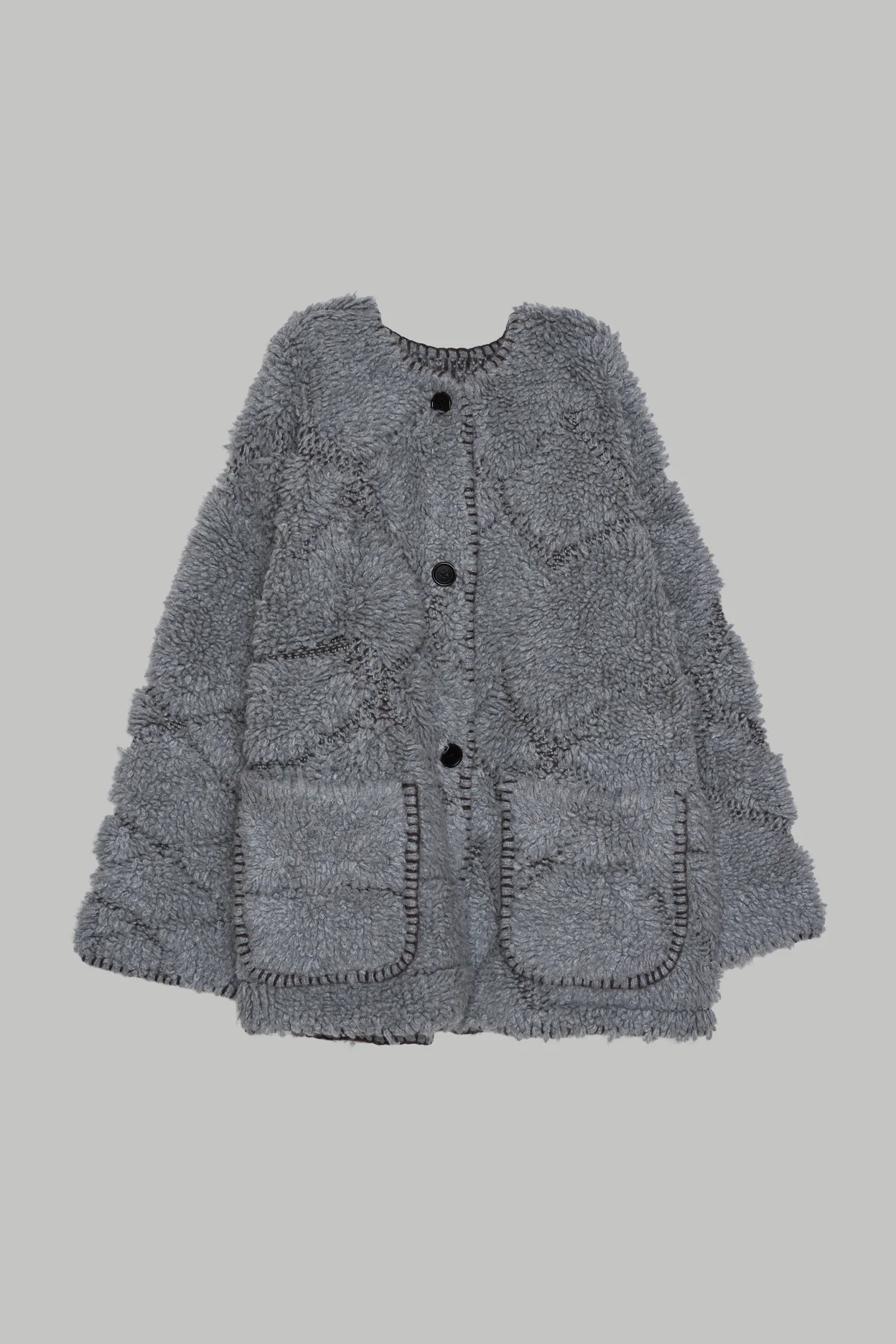 Sayaka Davis Pile Jacquard Coat - Gray