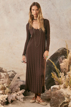 SPELL Lou Lou Knit Gown - Cacao