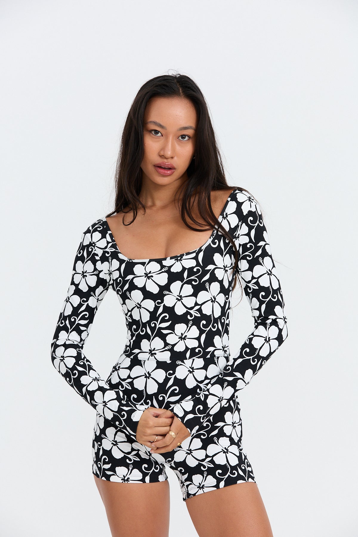 Benoa Body Long Sleeve Romper - Pupukea Black