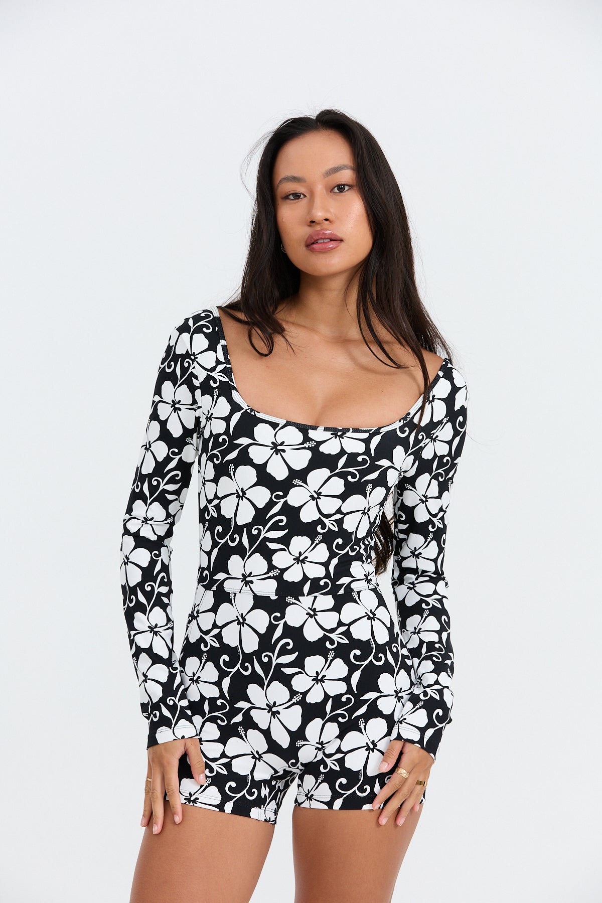 Benoa Body Long Sleeve Romper - Pupukea Black