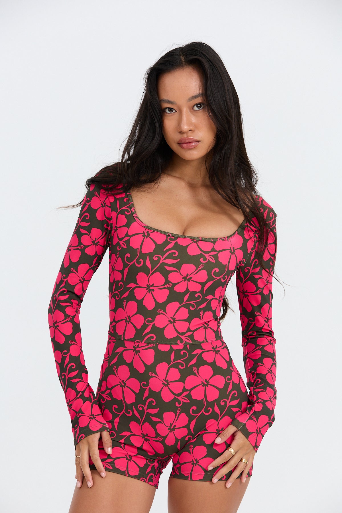 Benoa Body Long Sleeve Romper - Pupukea Pink