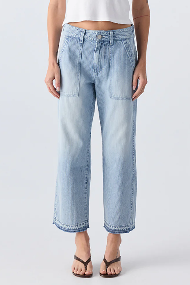 AMO Denim Easy Army Slouch Crop in Enjoy – Soleil Blue