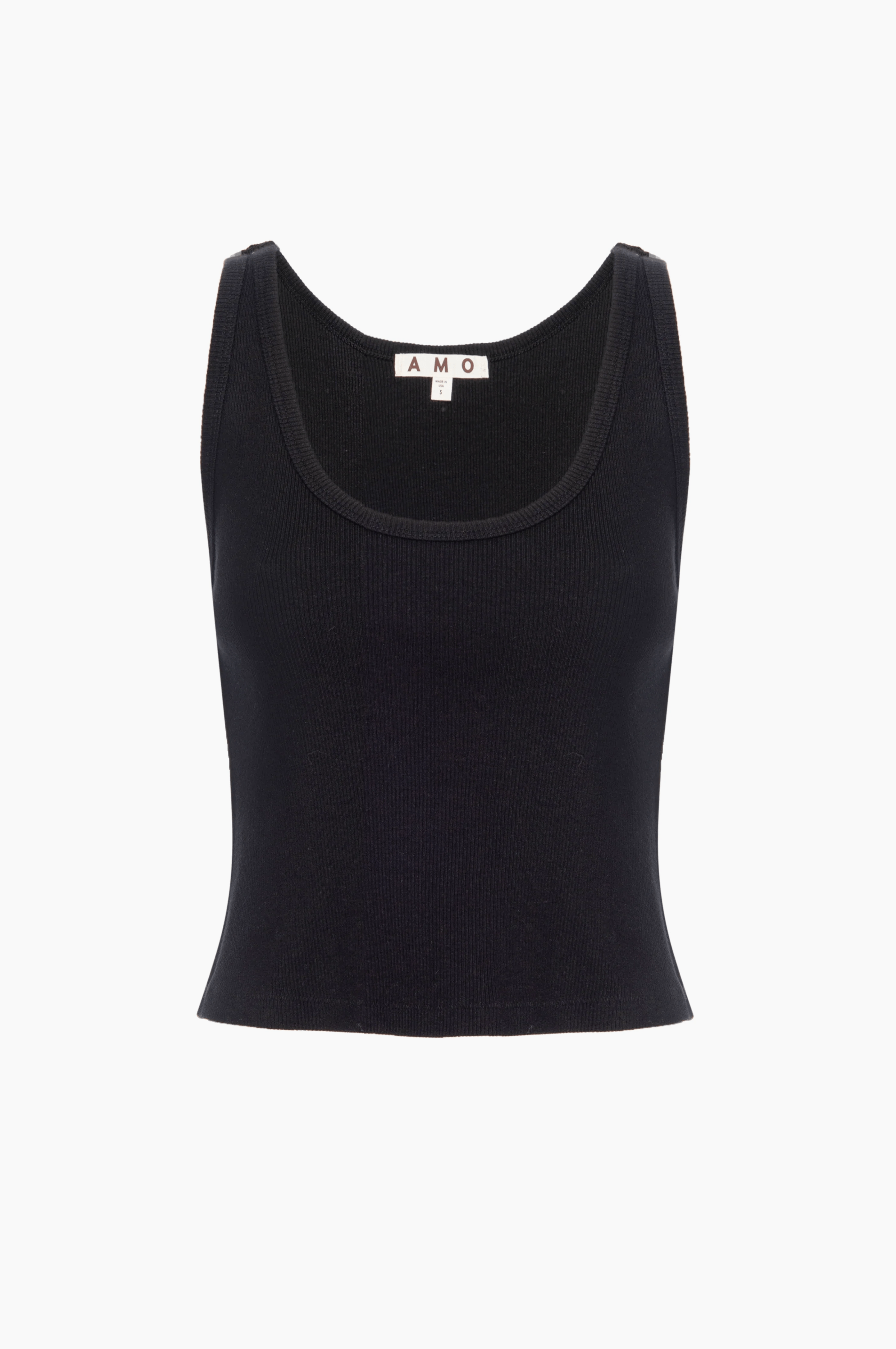 AMO Denim Crop Rib Tank - Black