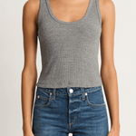 AMO Denim Crop Rib Tank - Heather Grey