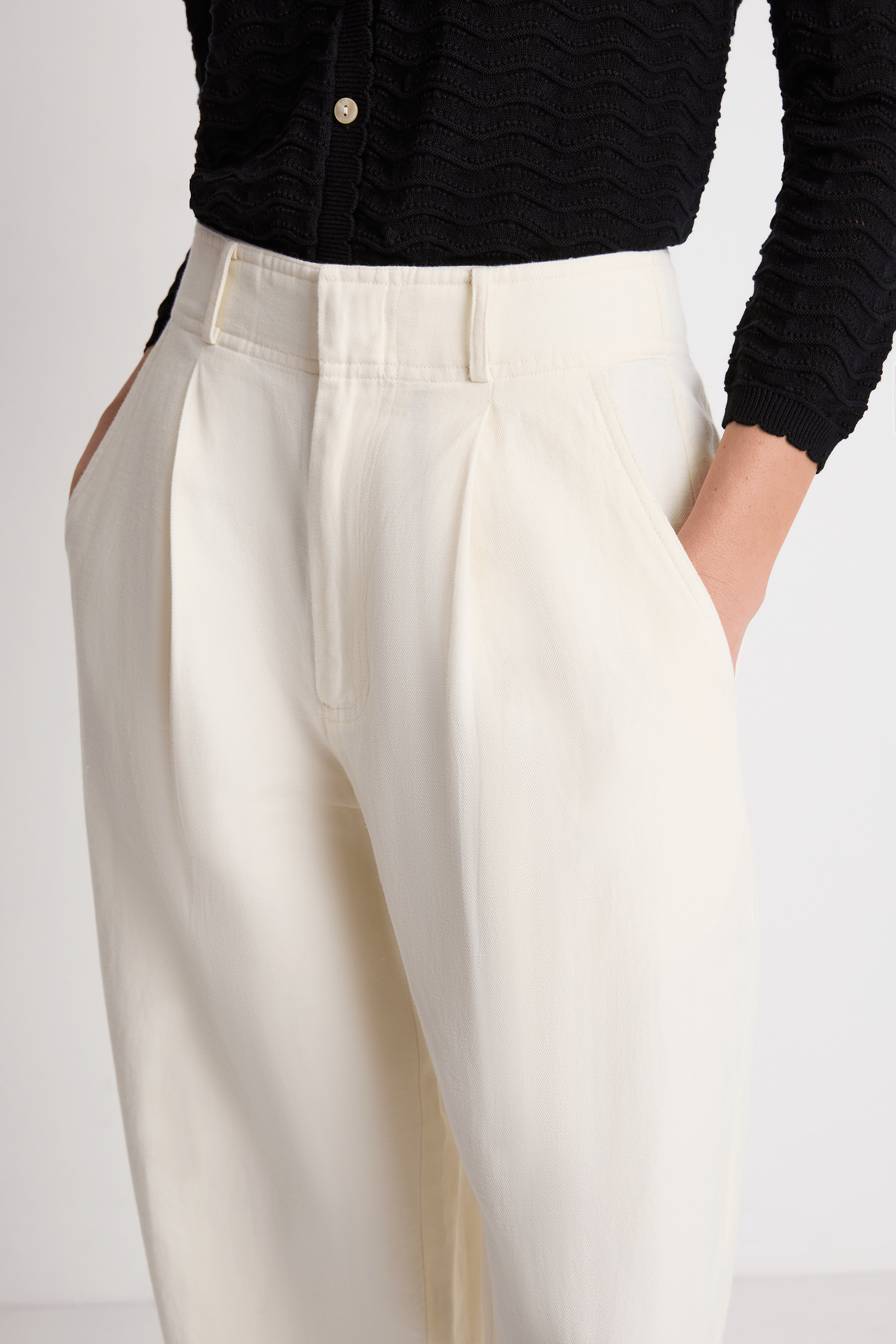 Apiece Apart Bari Crop Trouser - Cream