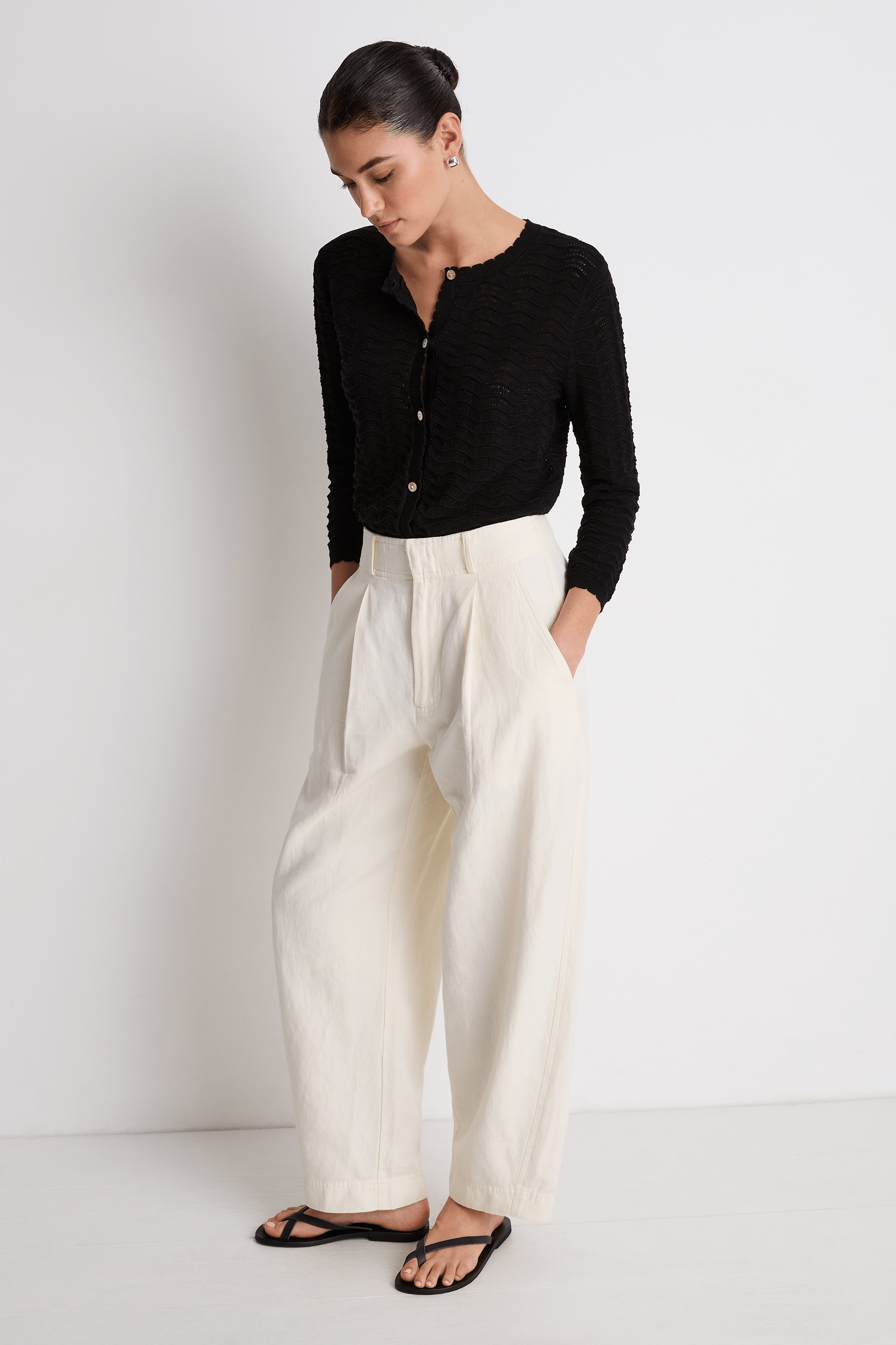 Apiece Apart Bari Crop Trouser - Cream