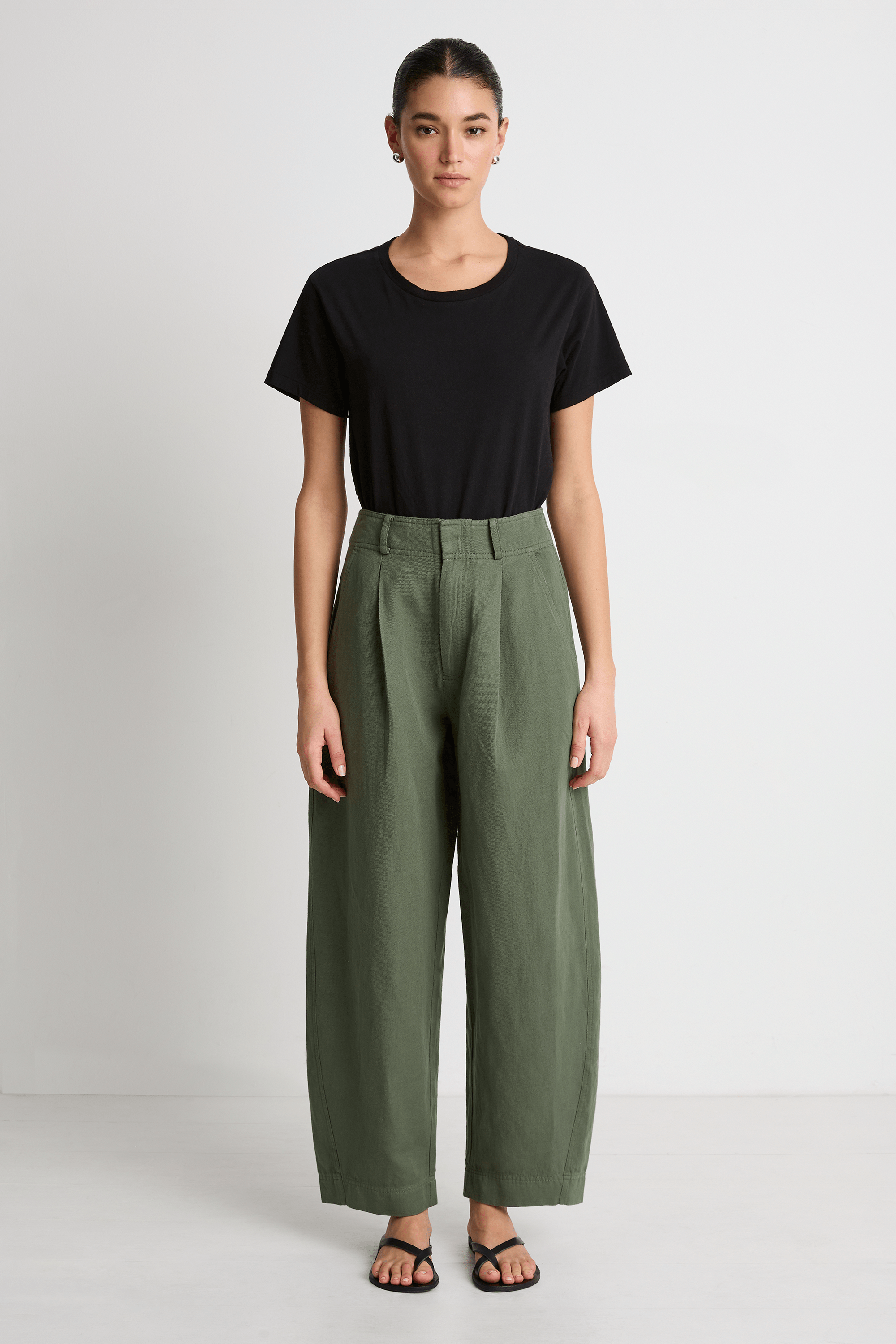 Apiece Apart Bari Crop Trouser - Thyme