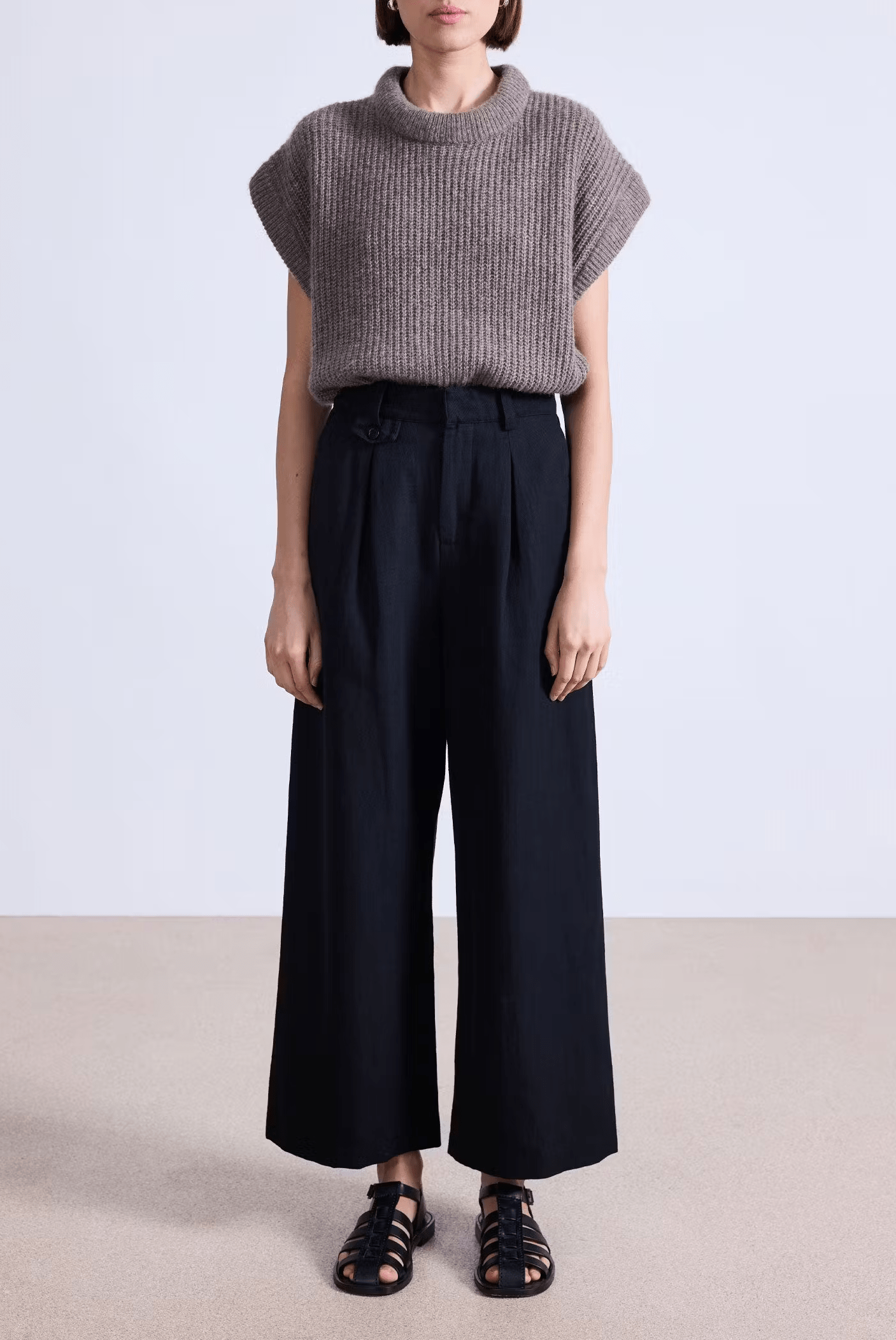 Apiece Apart Cropped Cara Wide Leg Pant - Black