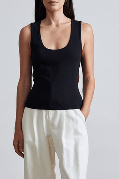 Apiece Apart Uri Low-Cut Tank - Black