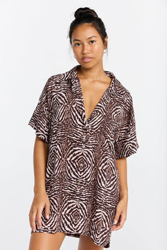 Benoa Swim Aloha Shirt Dress - Safari