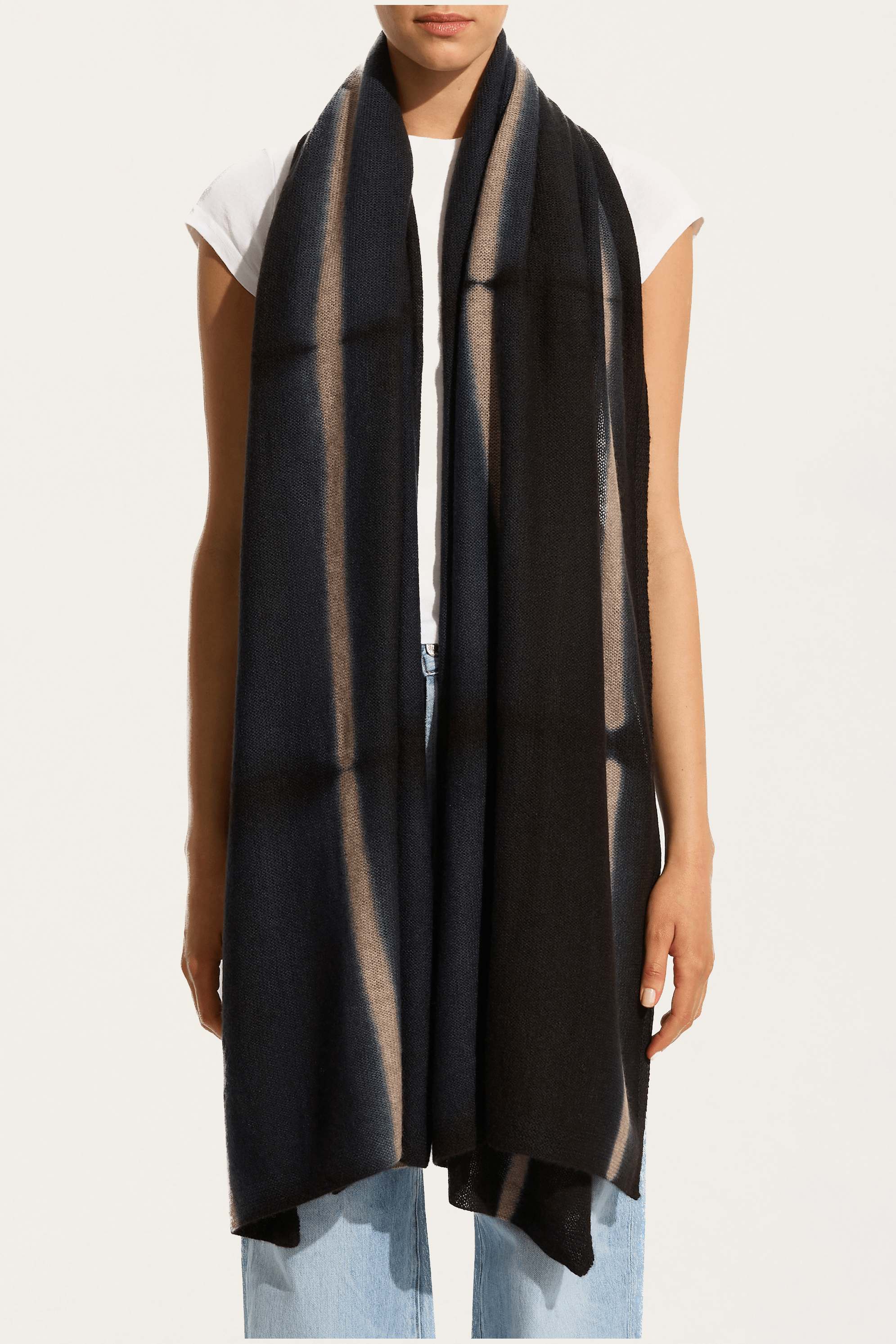 Suzusan Cashmere knit scarf shawl Boujime Shibori line in Suzusan Cashmere knit scarf shawl Boujime Shibori line in