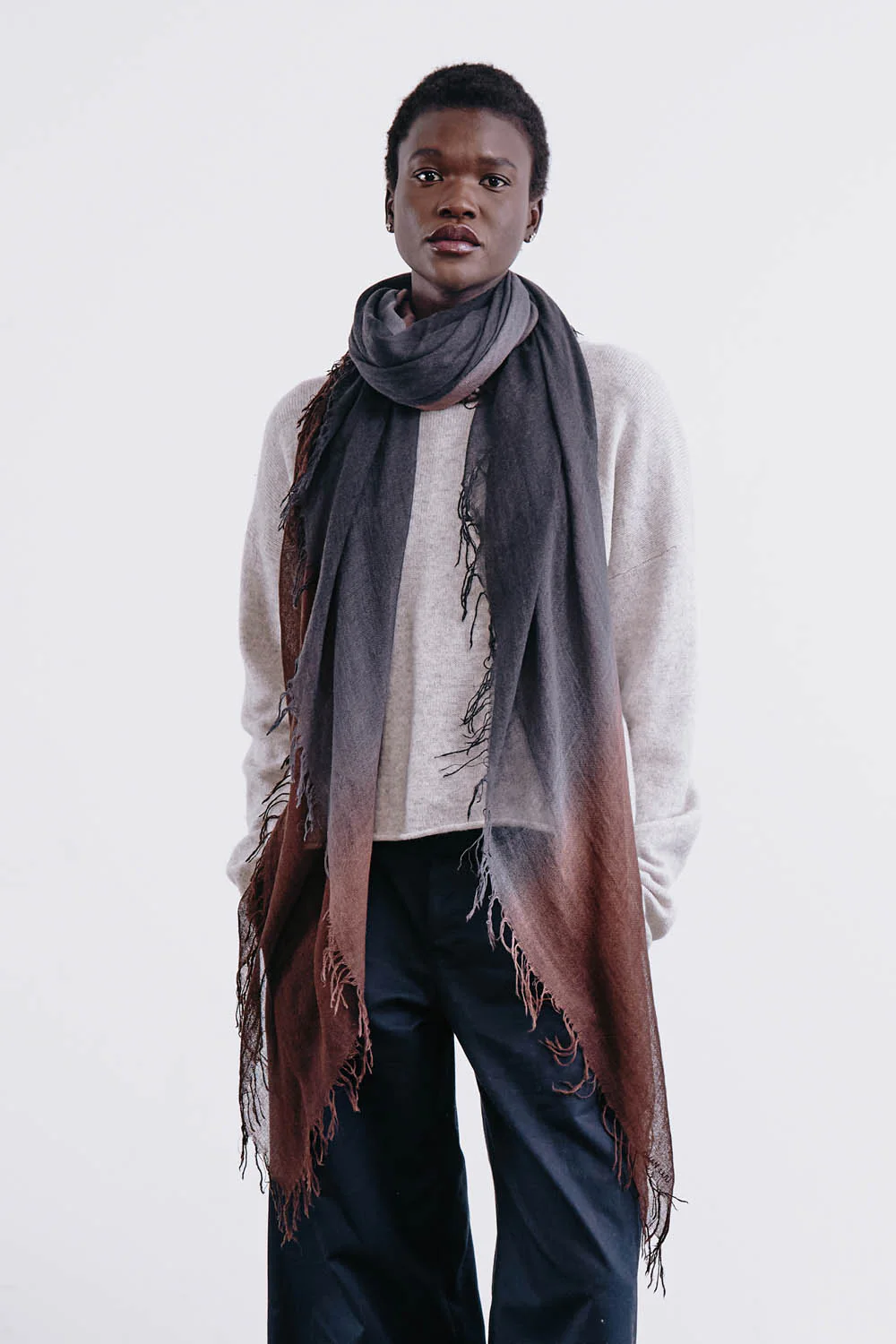 Chan Luu Cashmere & Silk Scarf - Espresso Dip Dyed