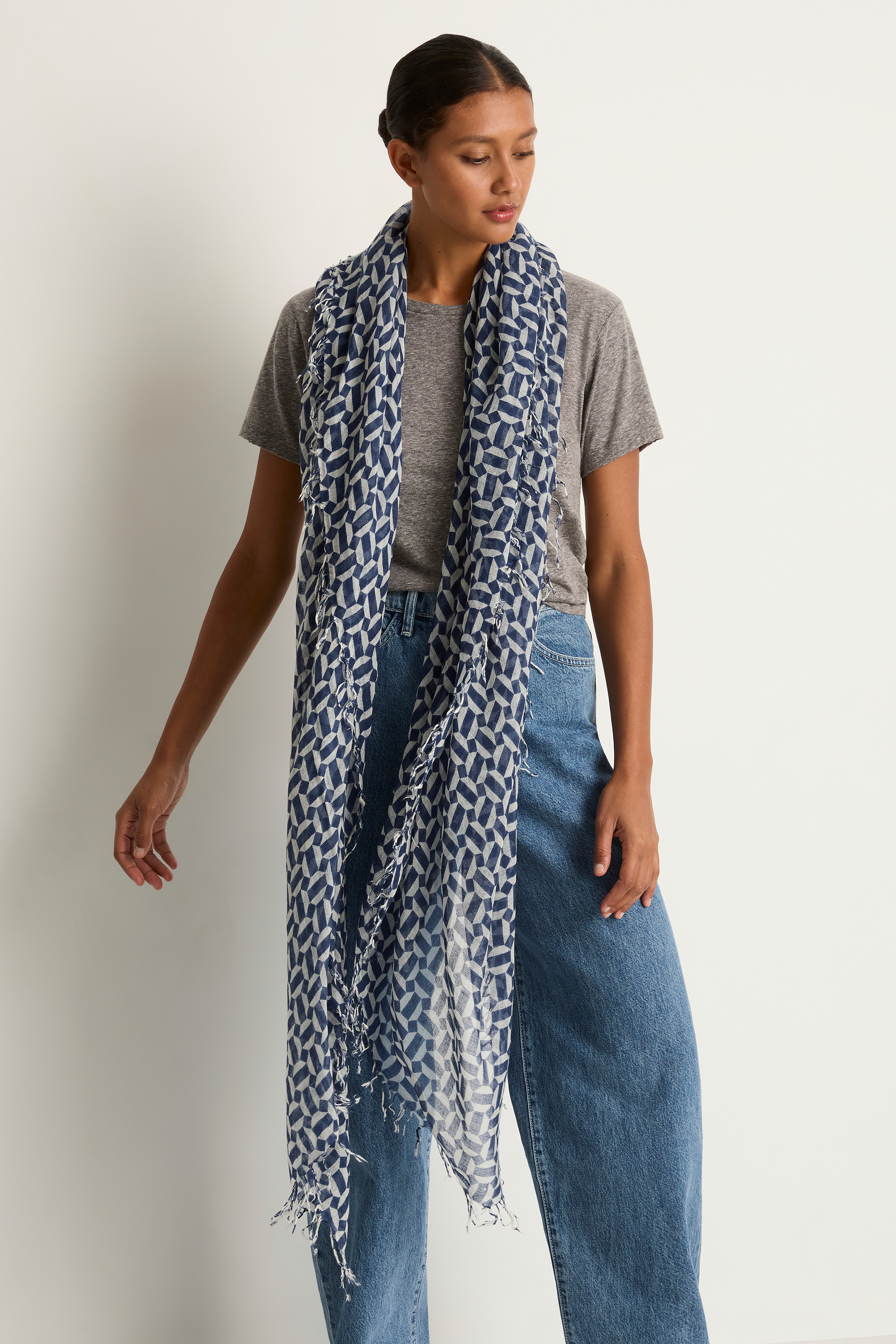 Chan Luu Cashmere & Silk Scarf - Estate Blue Tile