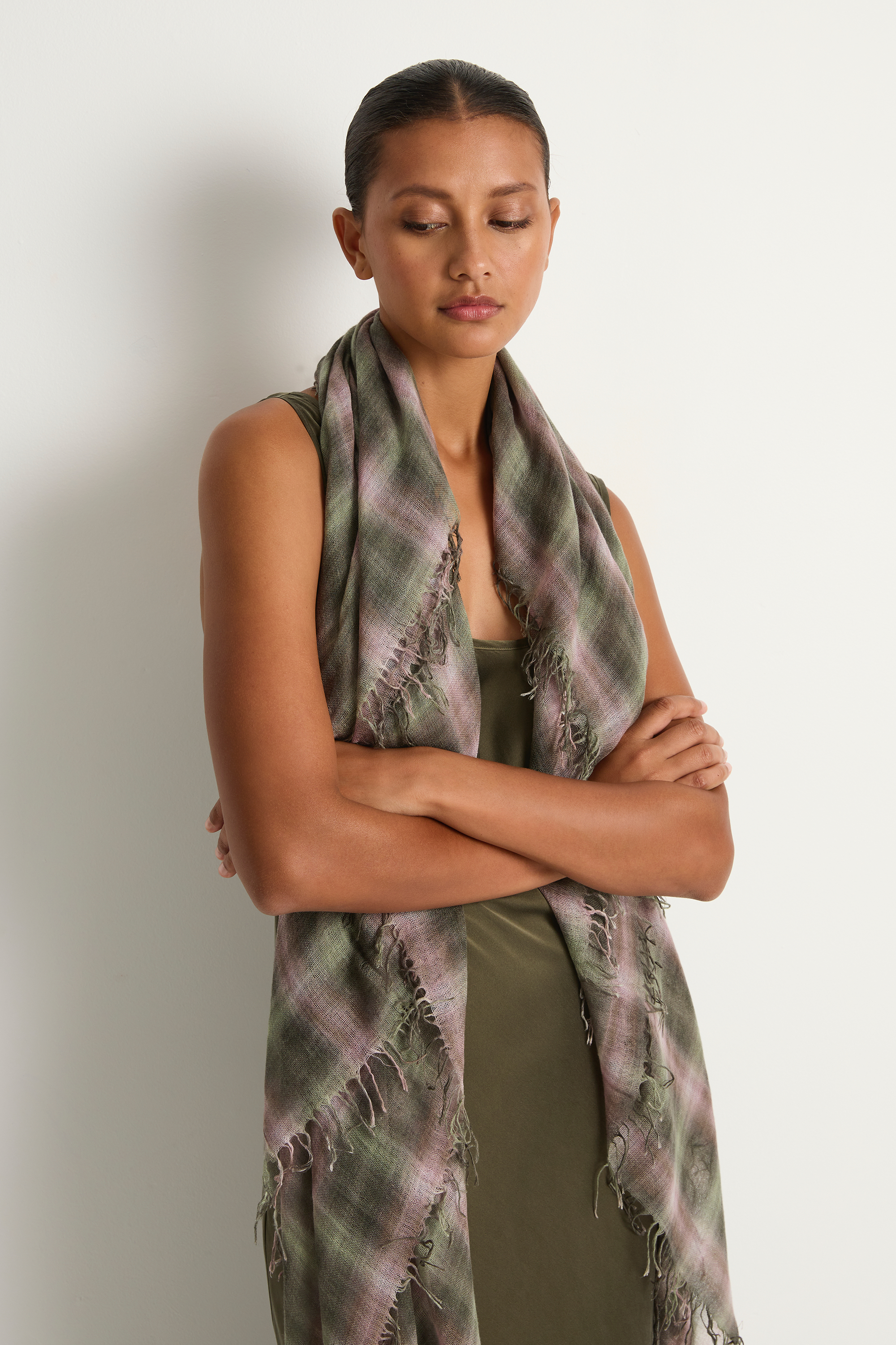 Chan Luu Cashmere & Silk Scarf - Forest Plaid