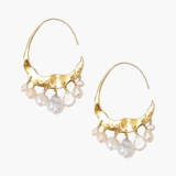 Chan Luu Crescent Hoops - White Pearl & Gold