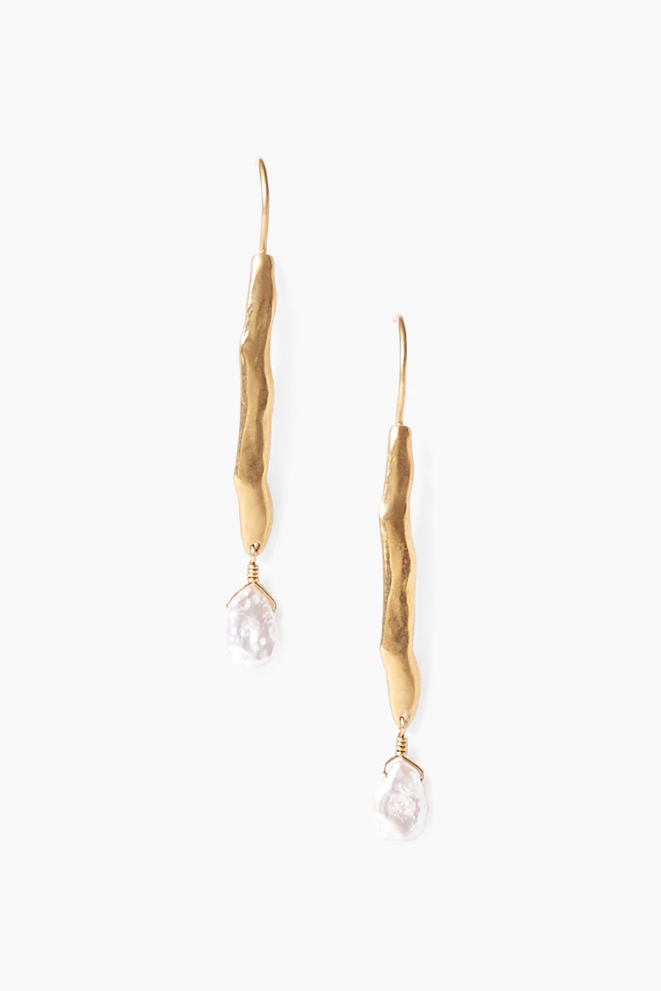 Chan Luu Gold Wave Pearl Drop Earrings - White